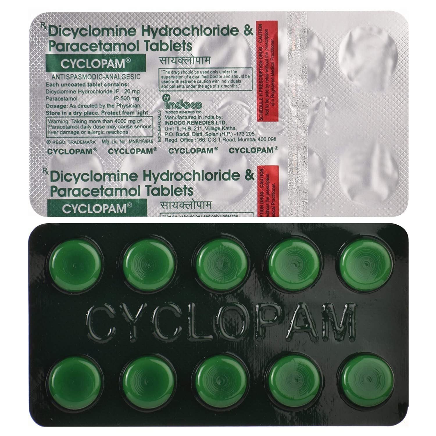 Cyclopam (Dicyclomine/Paracetamol) product photo
